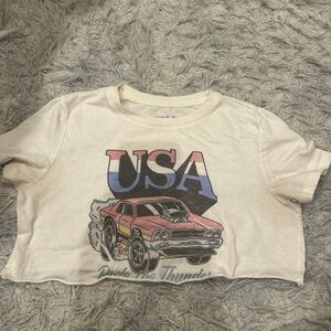 Aeropostale Cream USA Graphic Crop Top
